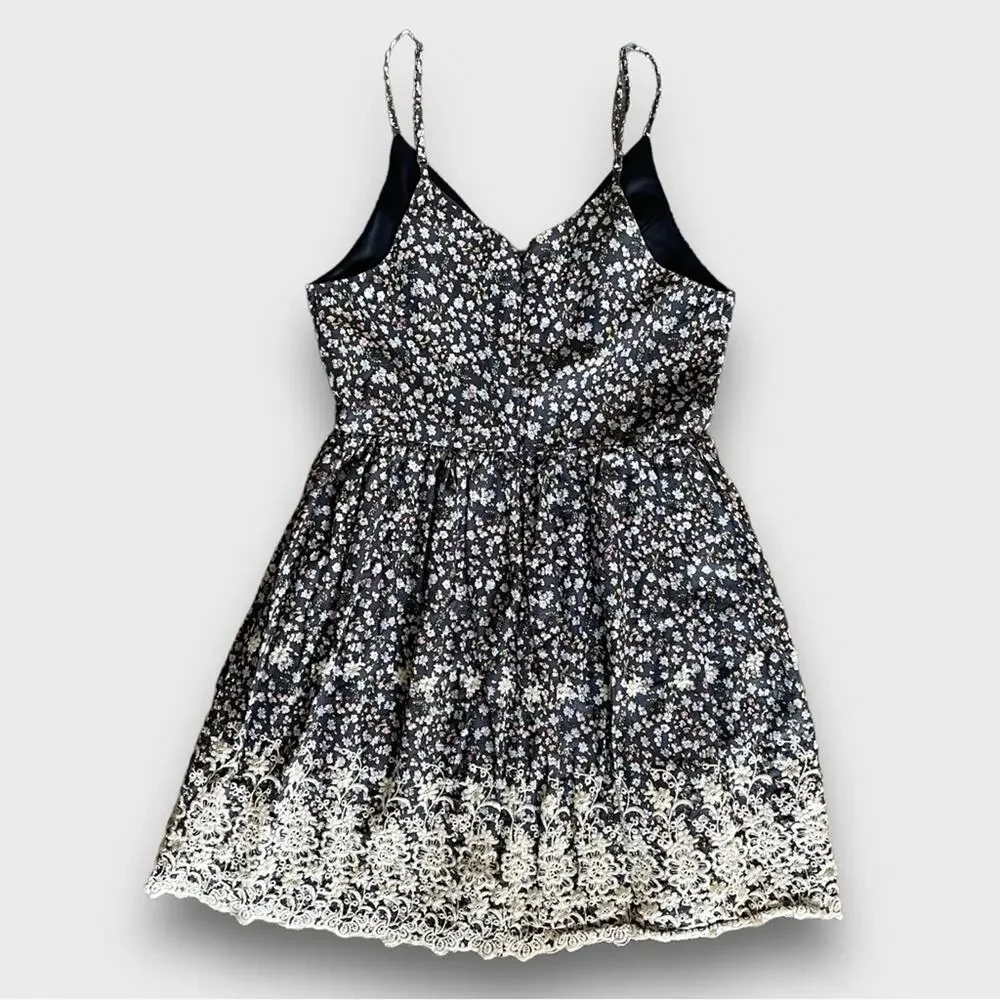 ALTRD STATE COUNTRY BOHO ROMANIC DITZY FLORAL MINI DRESS BLUE MEDIUM